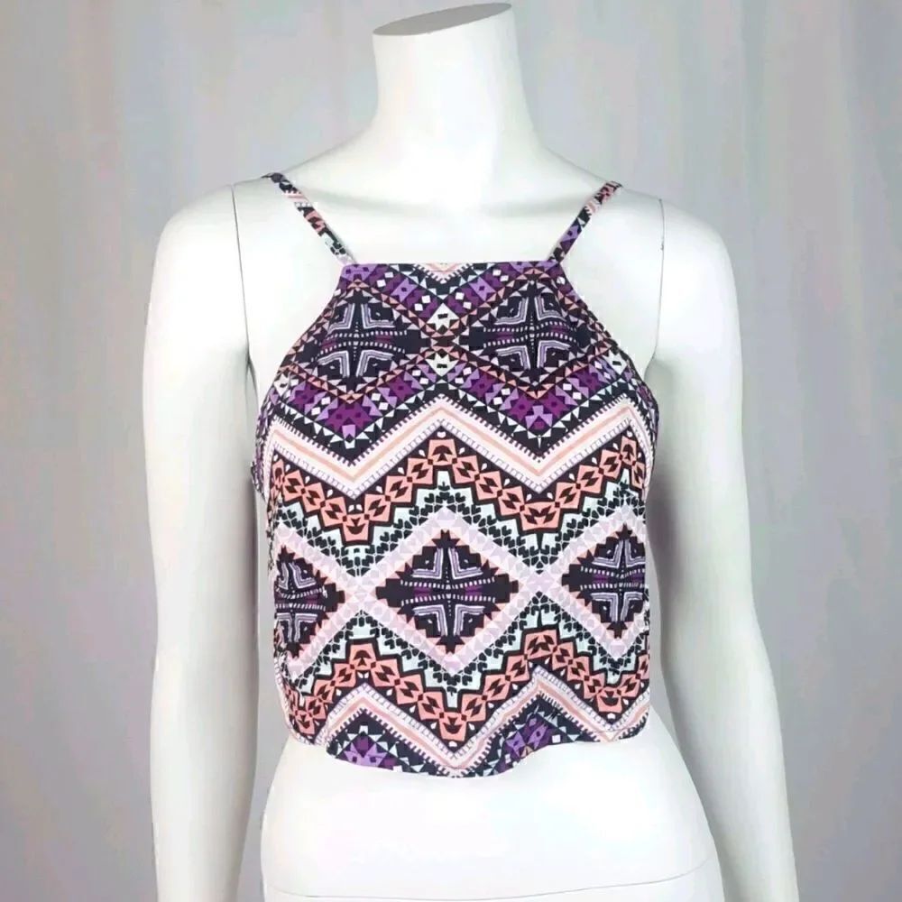 NWT Express Spaghetti Strap Tribal Boho Print Tie Back Crop Top New with tags